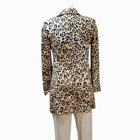 Wow! St. John Collection jaguar print wool jacket cardigan MADE USA 6 8 M animal - Picture 2 of 7